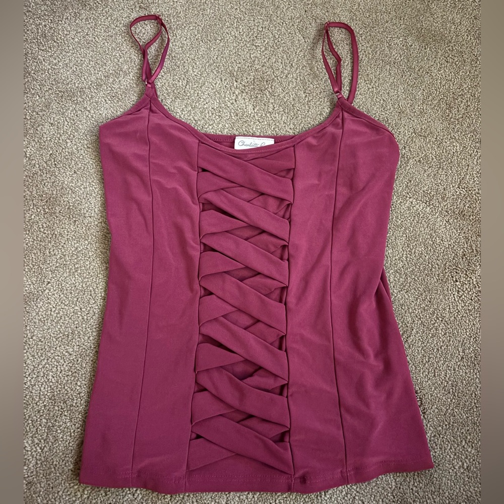 Charlotte Russe Mauve Lace-Up Front Cami